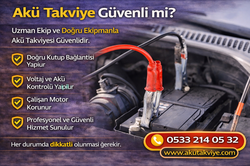 Akü takviyesi güvenliği hakkında uzmanlar tarafından yapılan doğru ve güvenli uygulama örneği