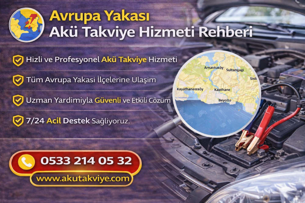 Avrupa Yakası genelinde 7/24 mobil akü takviye hizmeti veren profesyonel ekip
